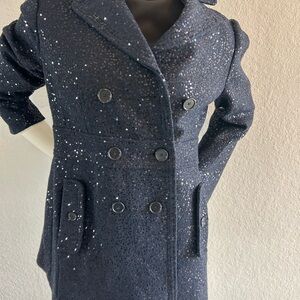 LOFT Sparkling Double-Breasted Navy Pea Coat